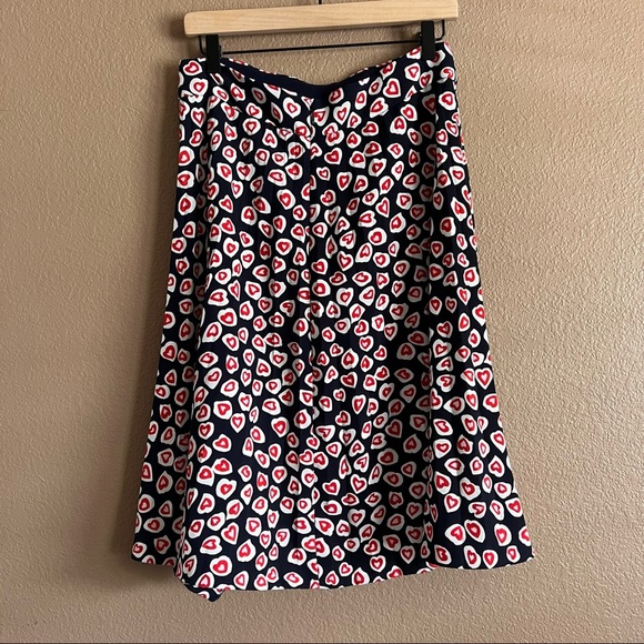 J. Crew Pleated Heart Print Skirt Size 8 - Picture 5 of 12